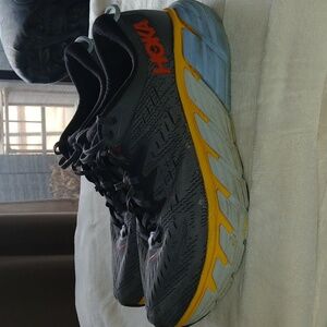 Hoka Gray and Yellow Athletic Shoes